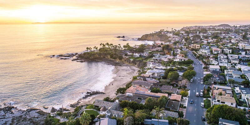 Coastal neighborhood of homes in the California real estate market