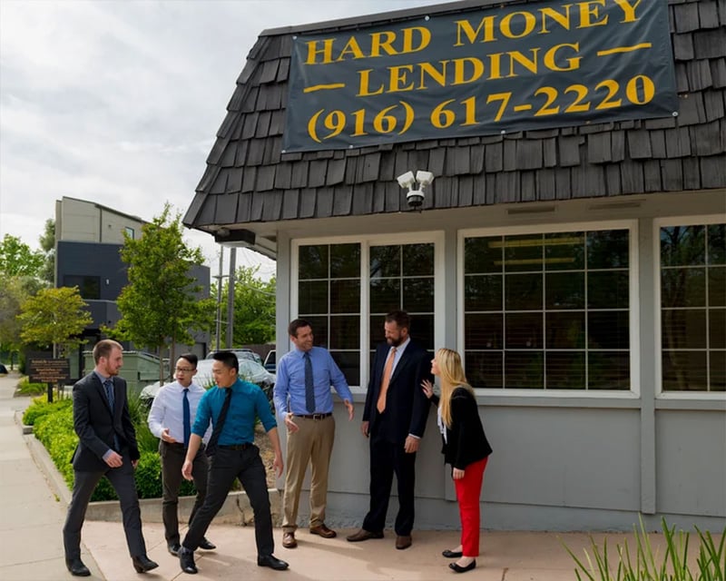 Group of colleagues walking outside the office